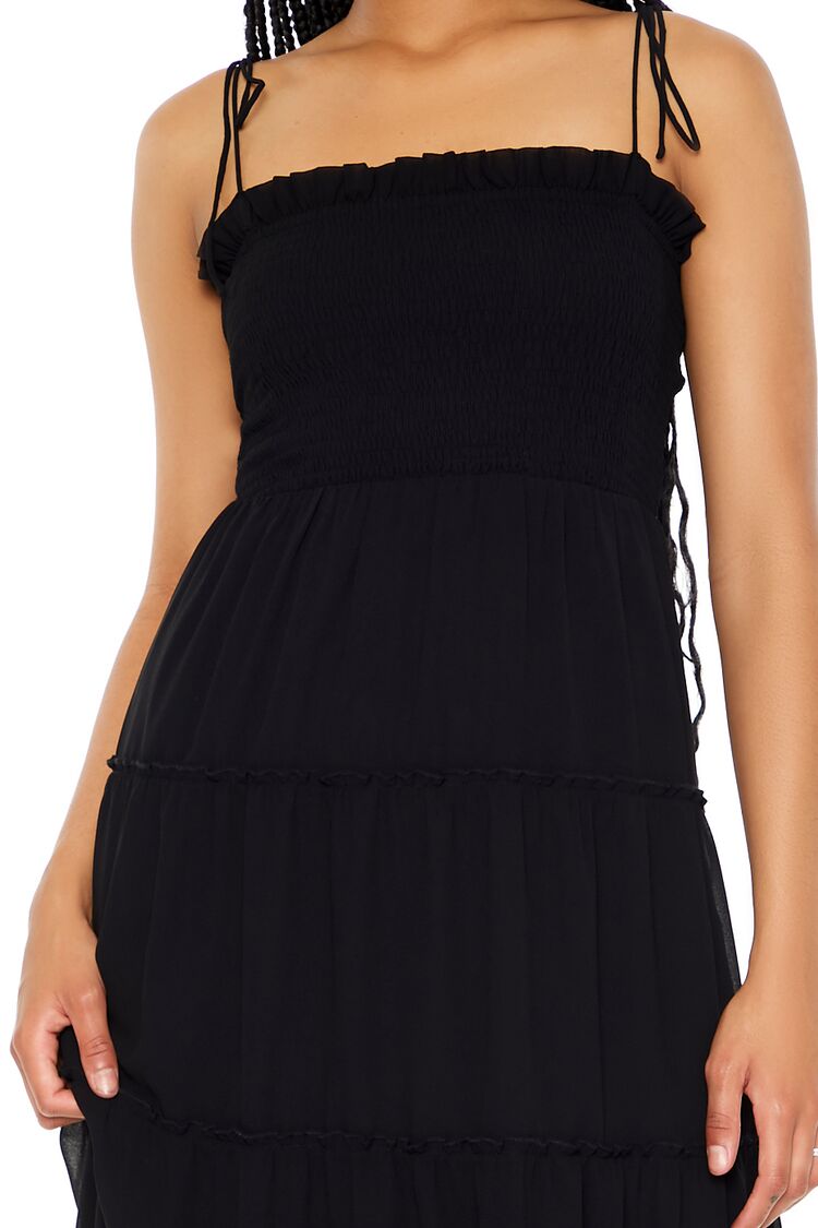  Forever 21 Tiered Self-Tie Cami Midi Dress - black-swatch - Bonton