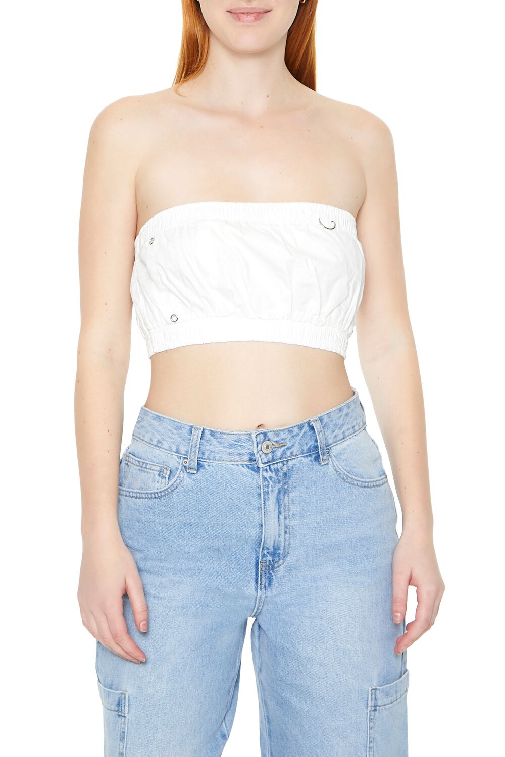  Forever 21 D-Ring Grommet Bandeau - white - Bonton