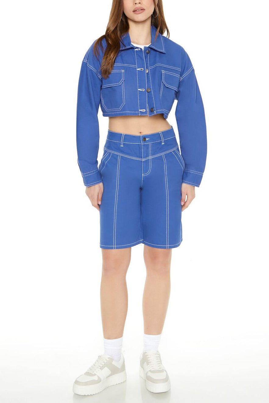  Forever 21 Bermuda Twill Shorts - cobalt - Bonton