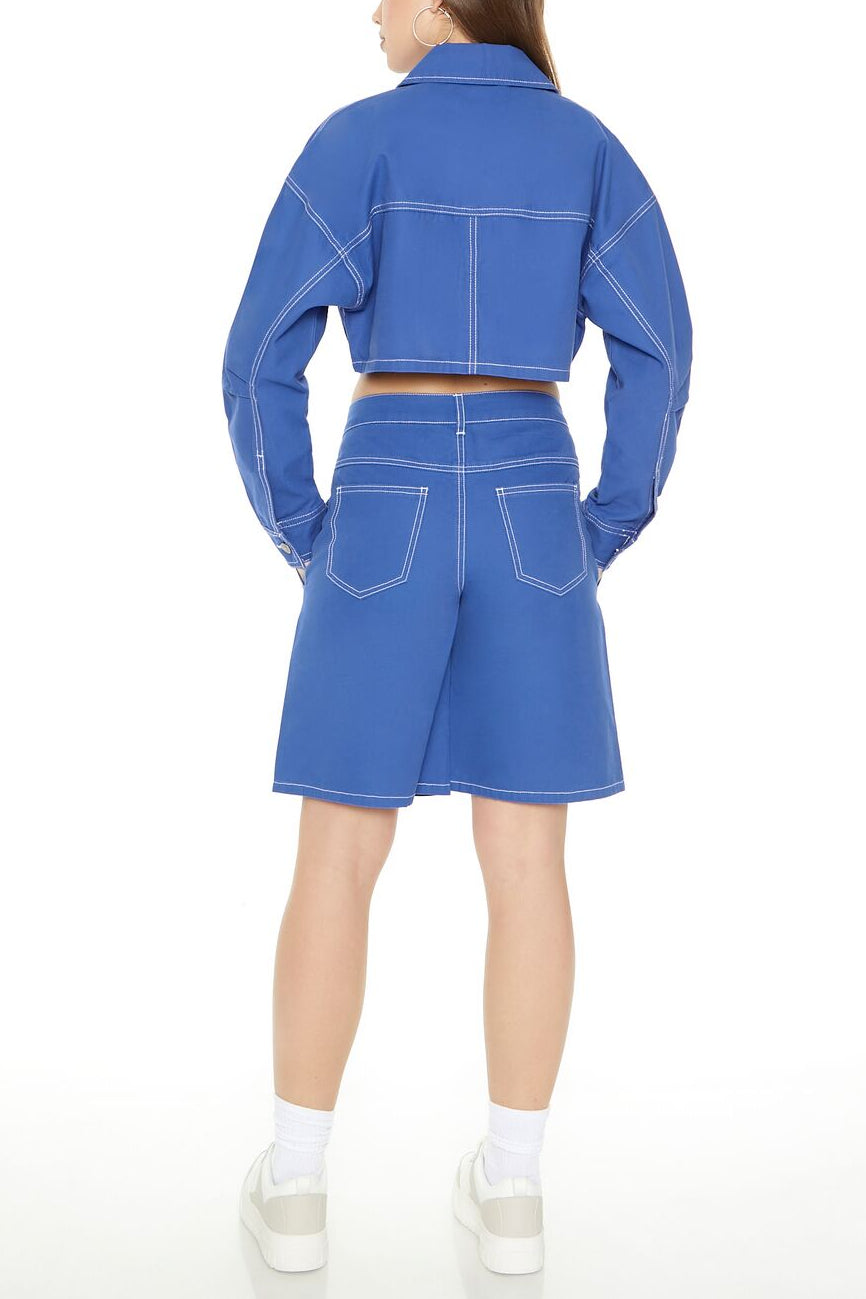  Forever 21 Bermuda Twill Shorts - cobalt - Bonton