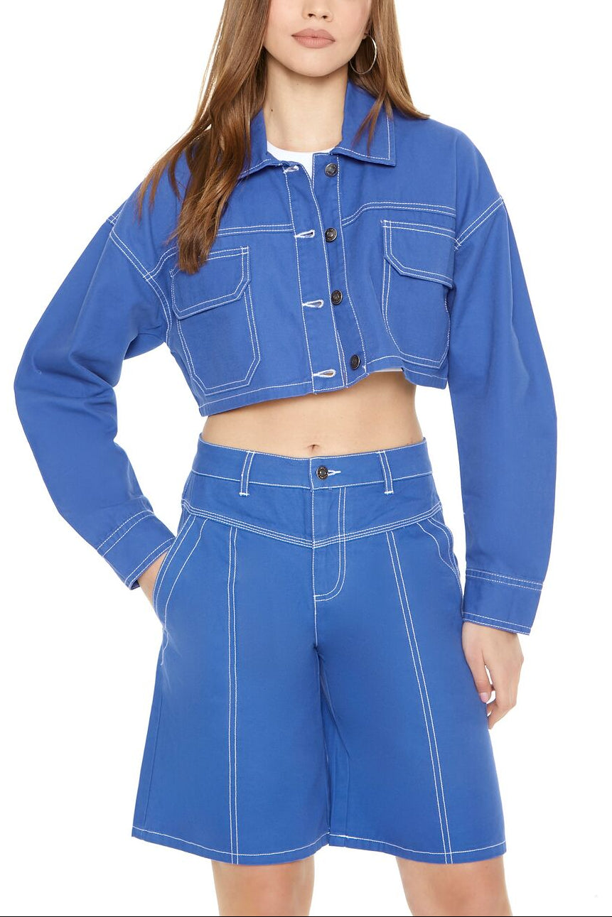  Forever 21 Bermuda Twill Shorts - cobalt - Bonton