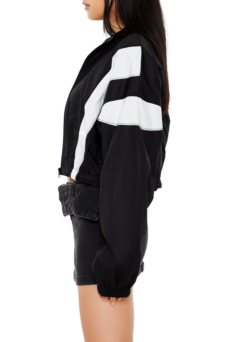  Forever 21 Colorblock Windbreaker Jacket - black-white - Bonton
