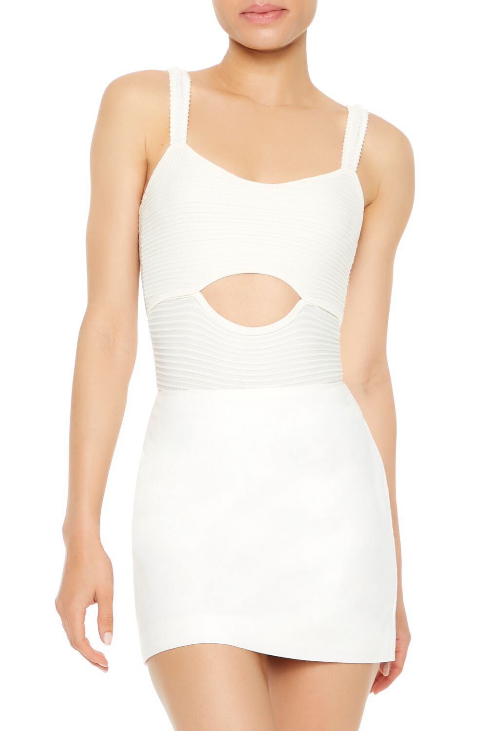  Forever 21 Seamless Cutout Bodysuit - white - Bonton