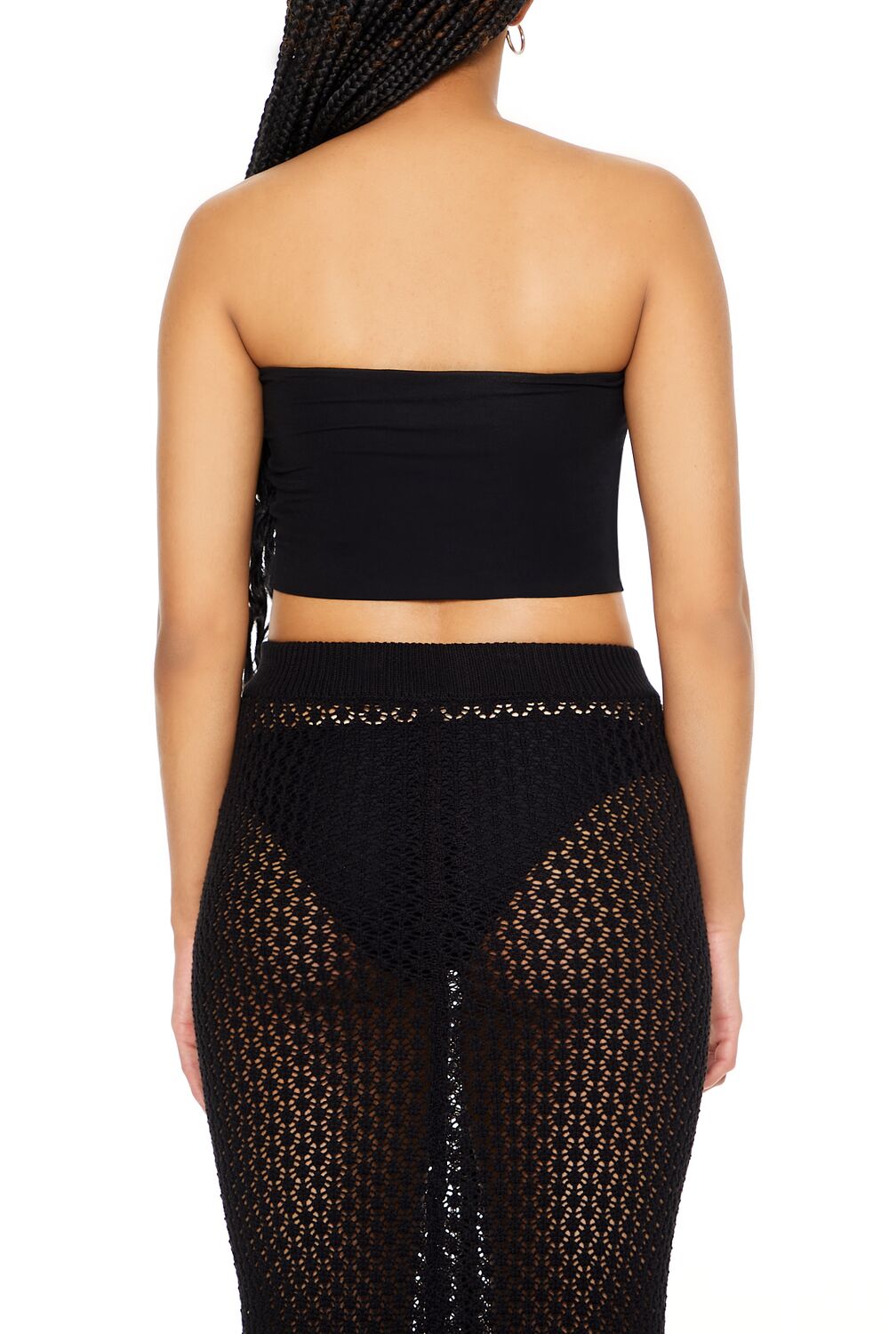  Forever 21 Cropped Sweetheart Tube Top - black - Bonton