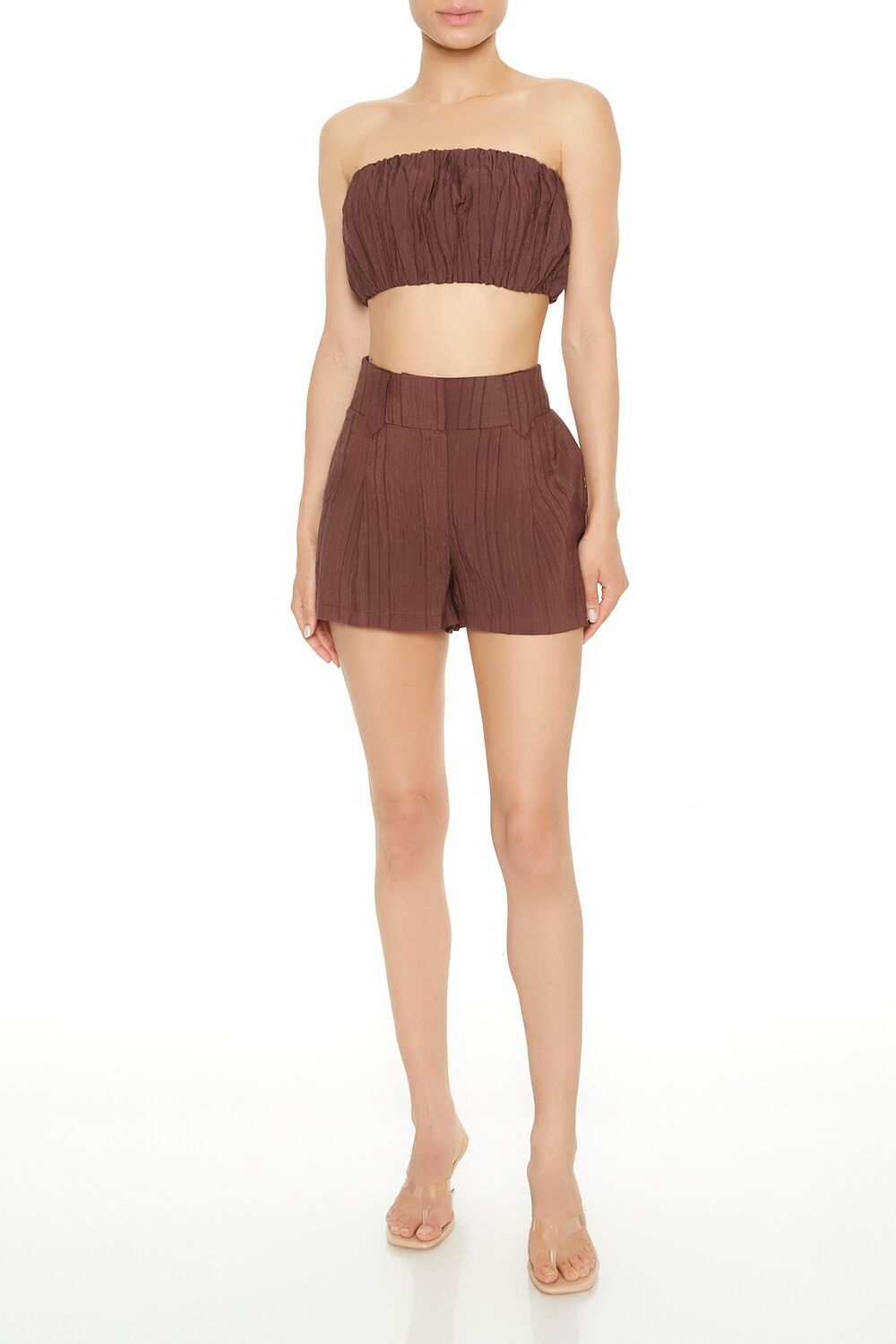  Forever 21 Bubble Bandeau Top - white - Bonton