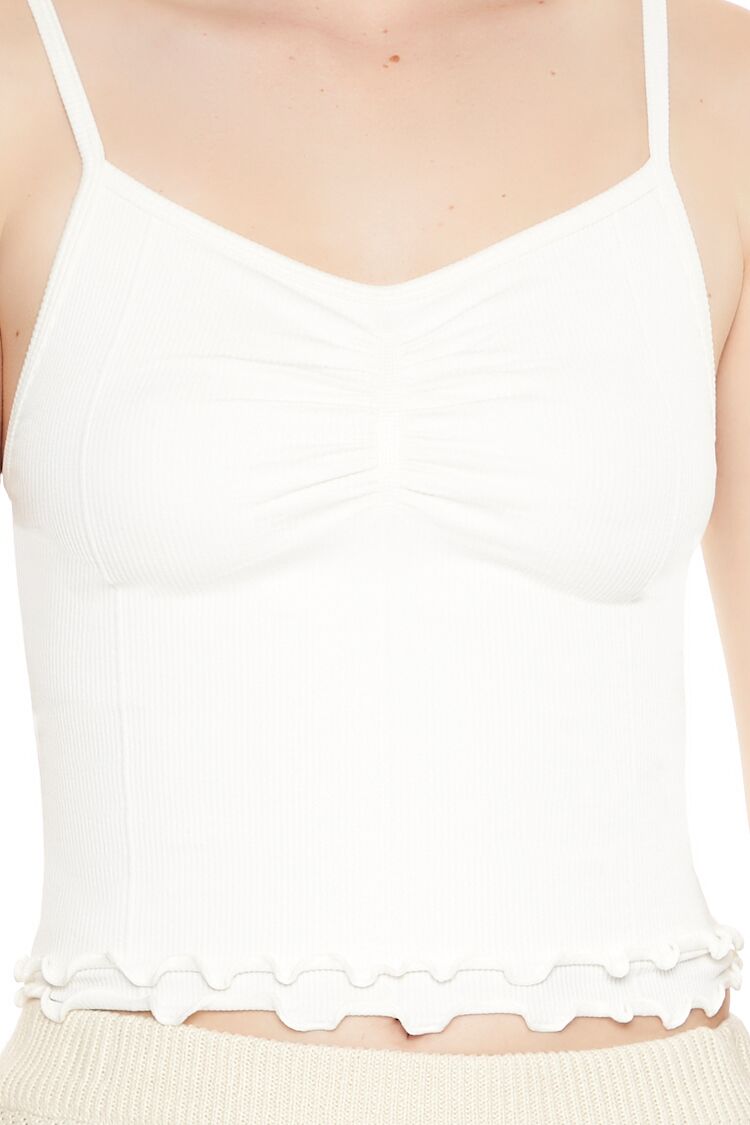  Forever 21 Seamless Lettuce-Edge Cami - white - Bonton