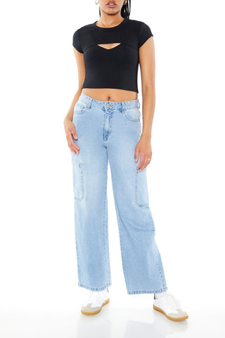 Layered Cutout Cropped Tee