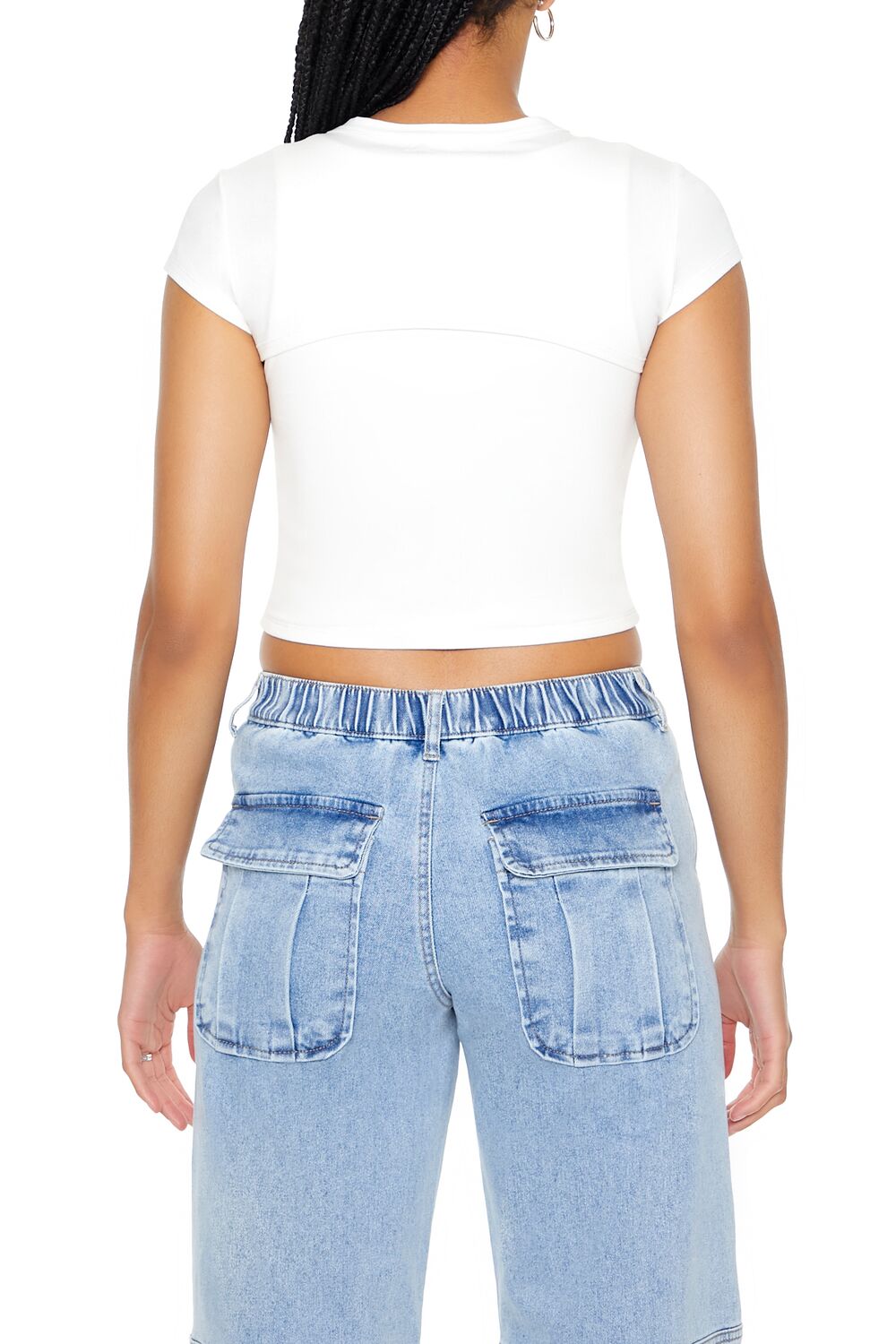  Forever 21 Layered Cutout Cropped Tee - black - Bonton