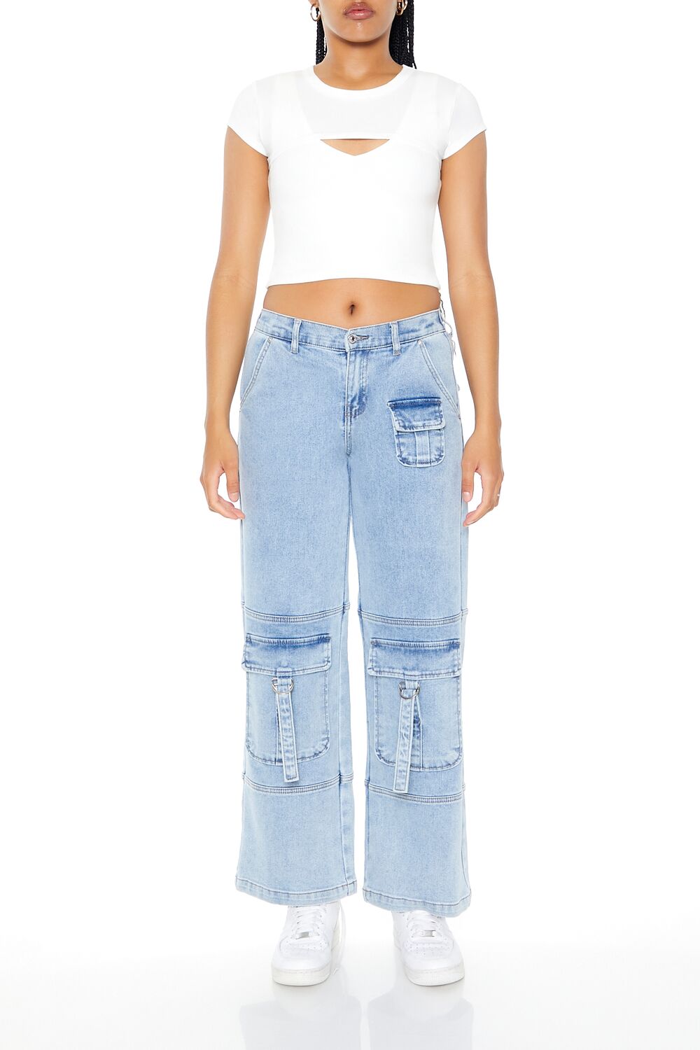  Forever 21 Layered Cutout Cropped Tee - black - Bonton