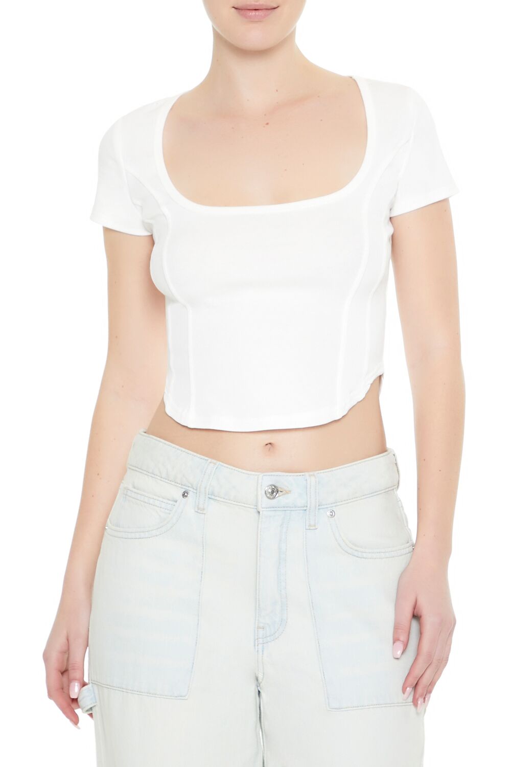 Forever 21 Mineral Wash Cropped Tee - black - Bonton