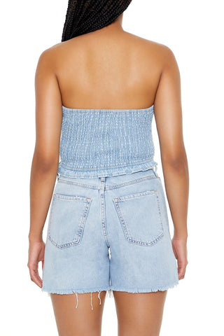 Cropped Chambray Tube Top