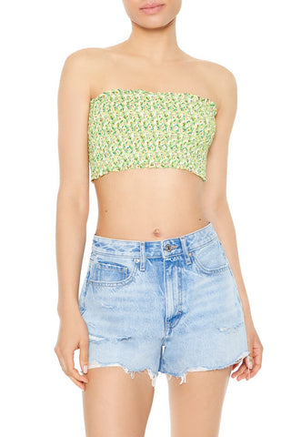 Cropped Floral Print Tube Top