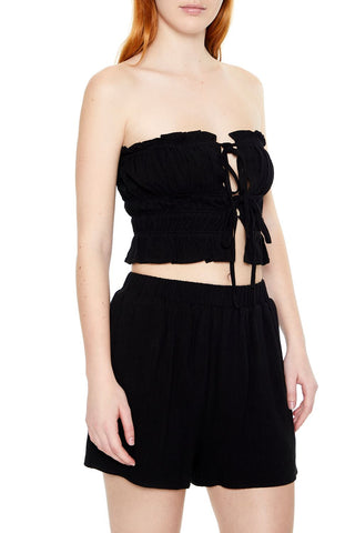 Tiered Ruffle-Trim Tube Top