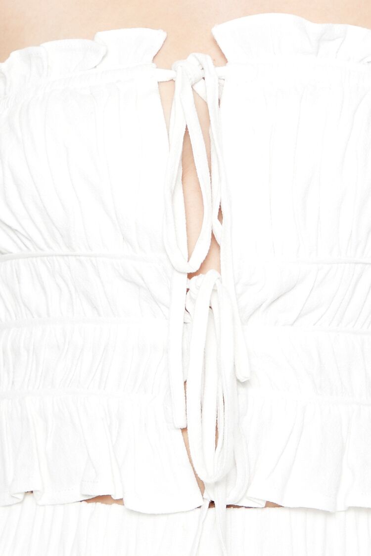  Forever 21 Tiered Ruffle-Trim Tube Top - black - Bonton