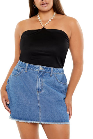 Plus Size Faux Pearl Halter Bodysuit