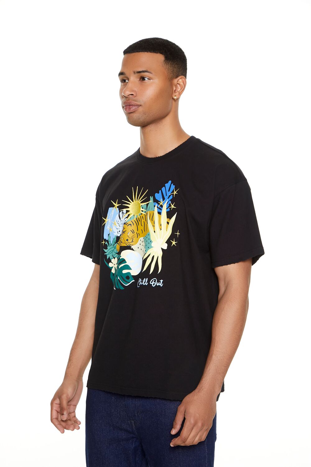  Forever 21 Embroidered Chill Out Graphic Tee - black multi - Bonton