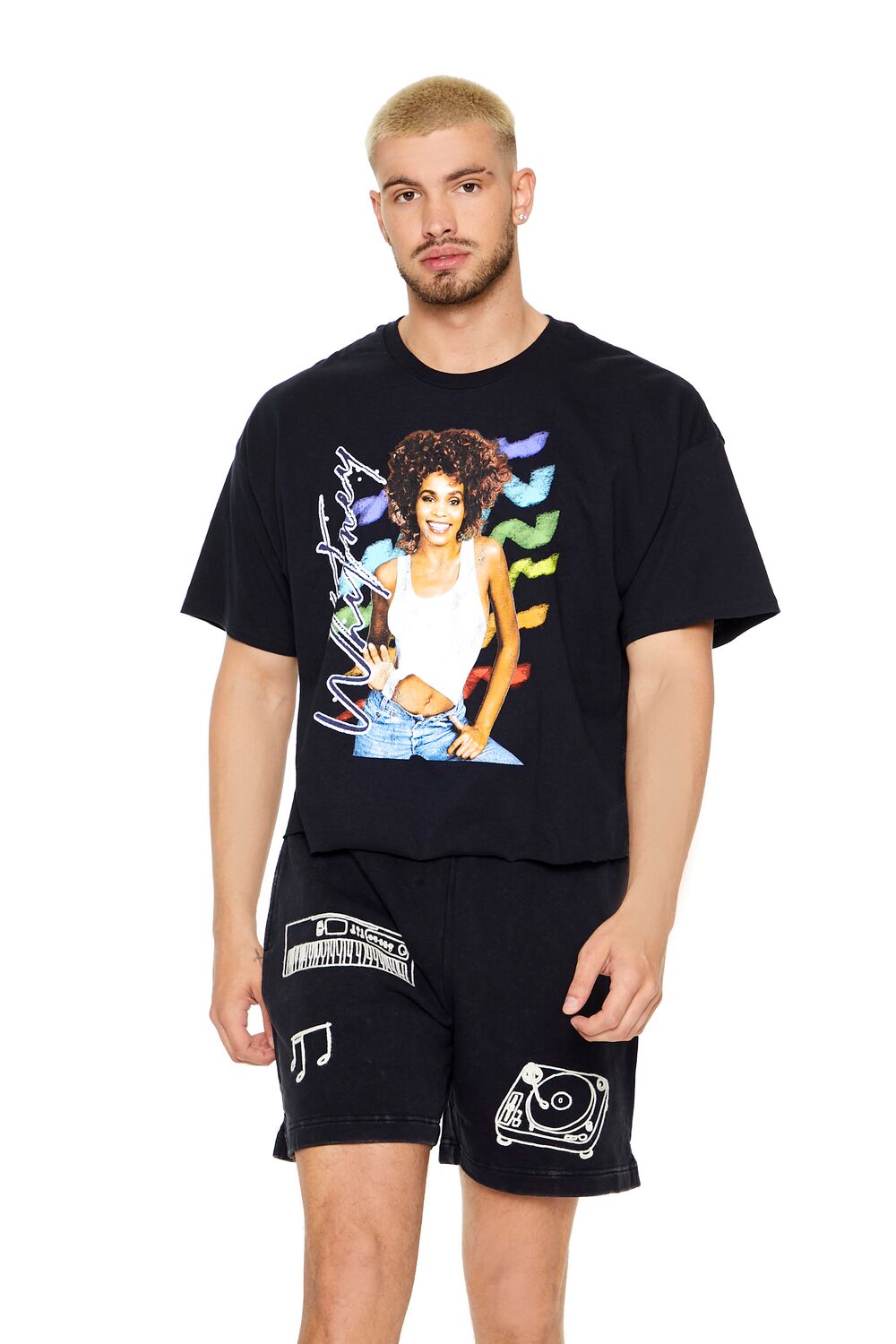  Forever 21 Cropped Whitney Graphic Tee - black multi - Bonton