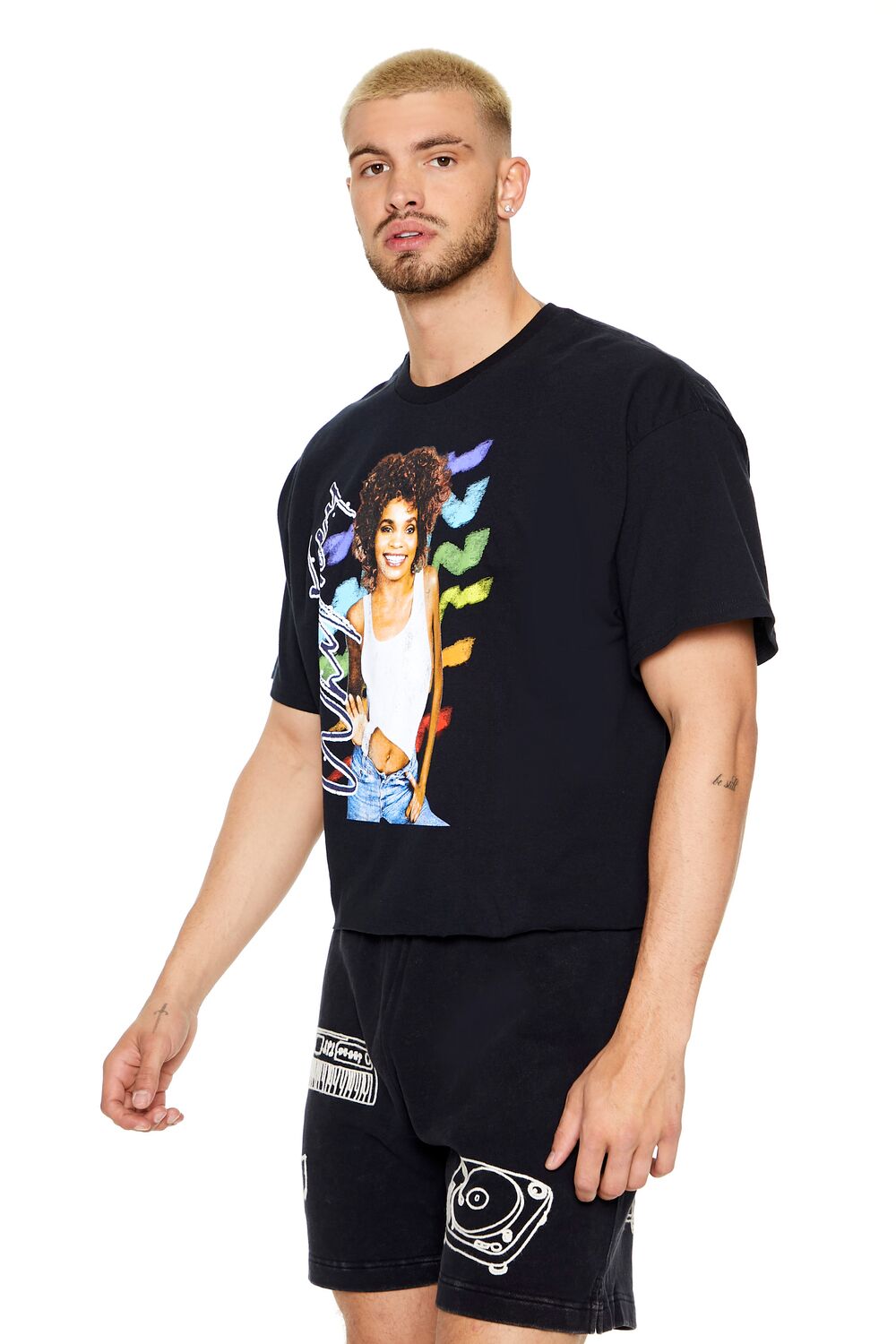  Forever 21 Cropped Whitney Graphic Tee - black multi - Bonton