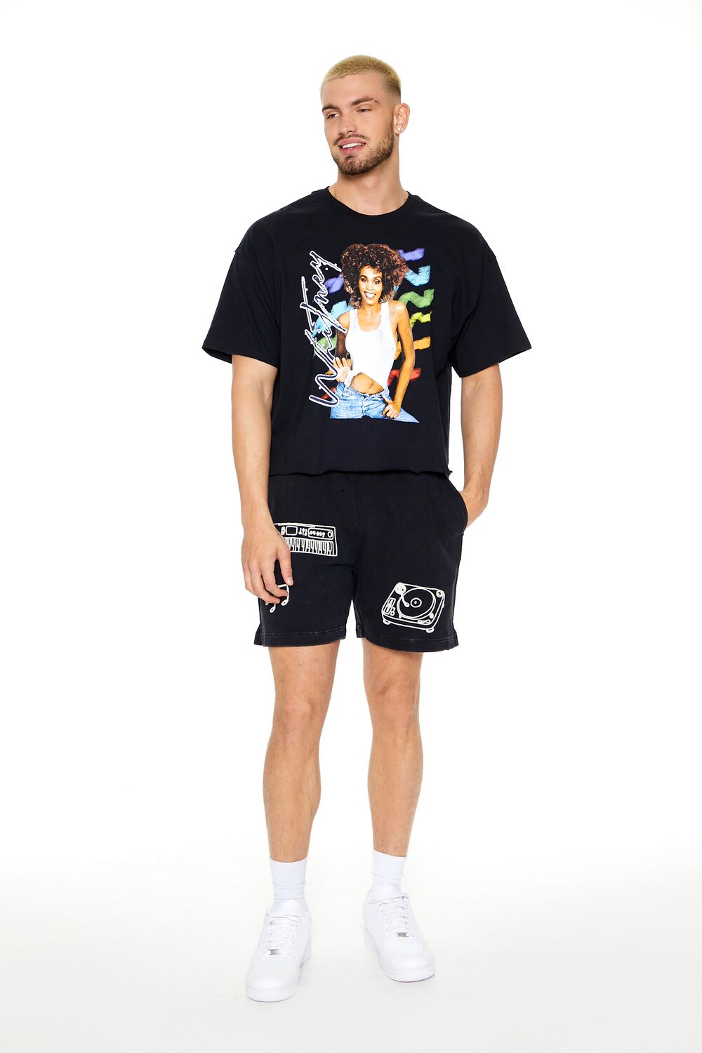  Forever 21 Cropped Whitney Graphic Tee - black multi - Bonton