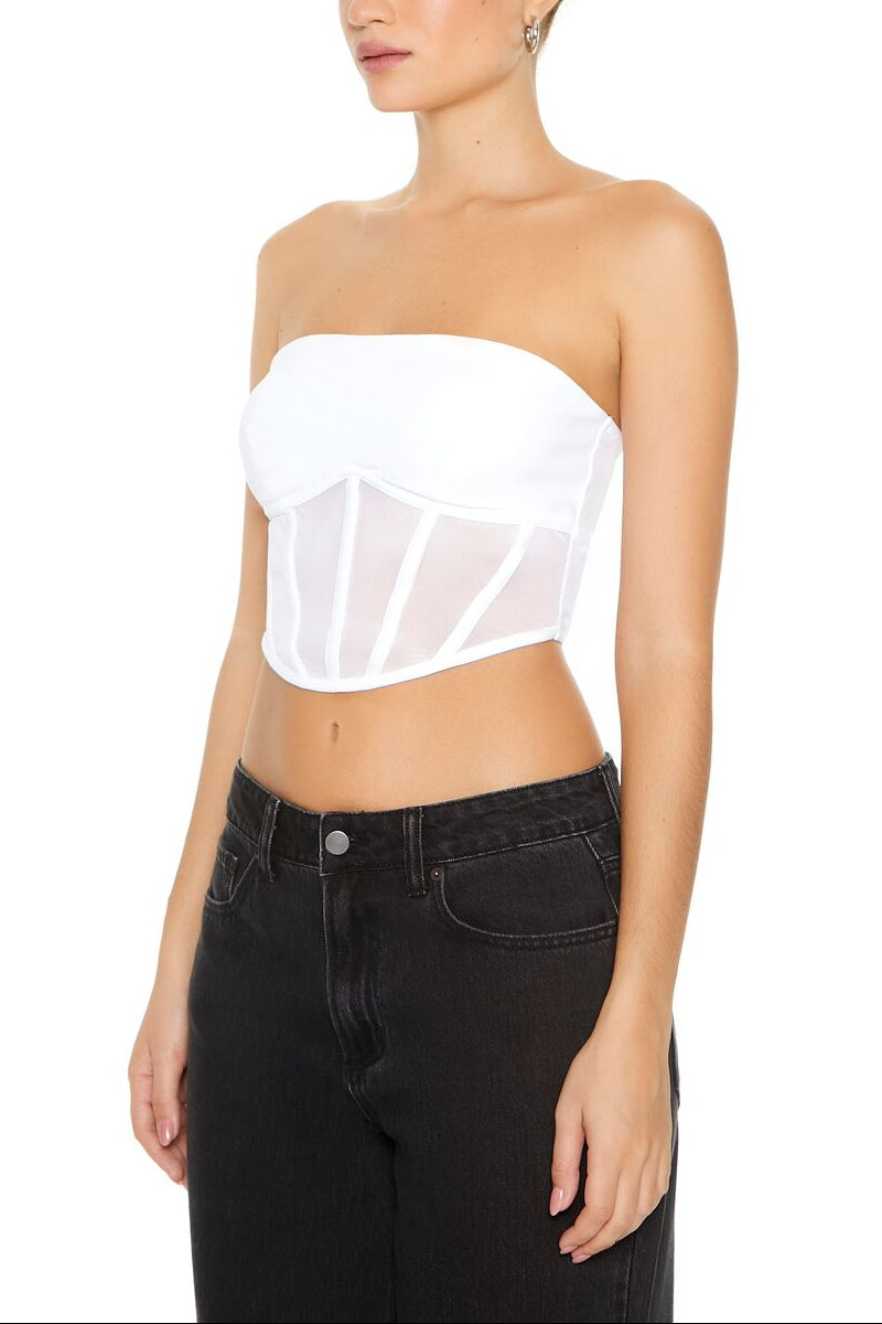  Forever 21 Bratz x F21 Cropped Corset Tube Top - white - Bonton