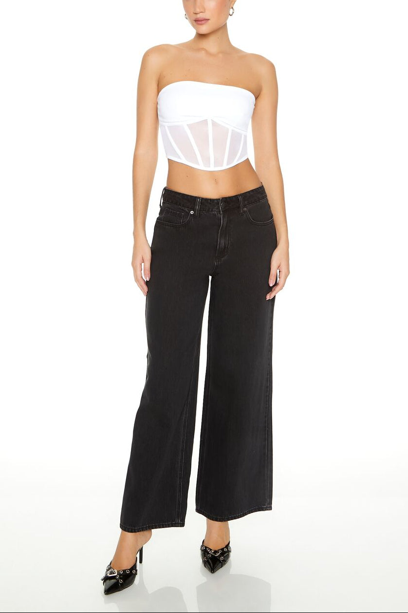  Forever 21 Bratz x F21 Cropped Corset Tube Top - white - Bonton