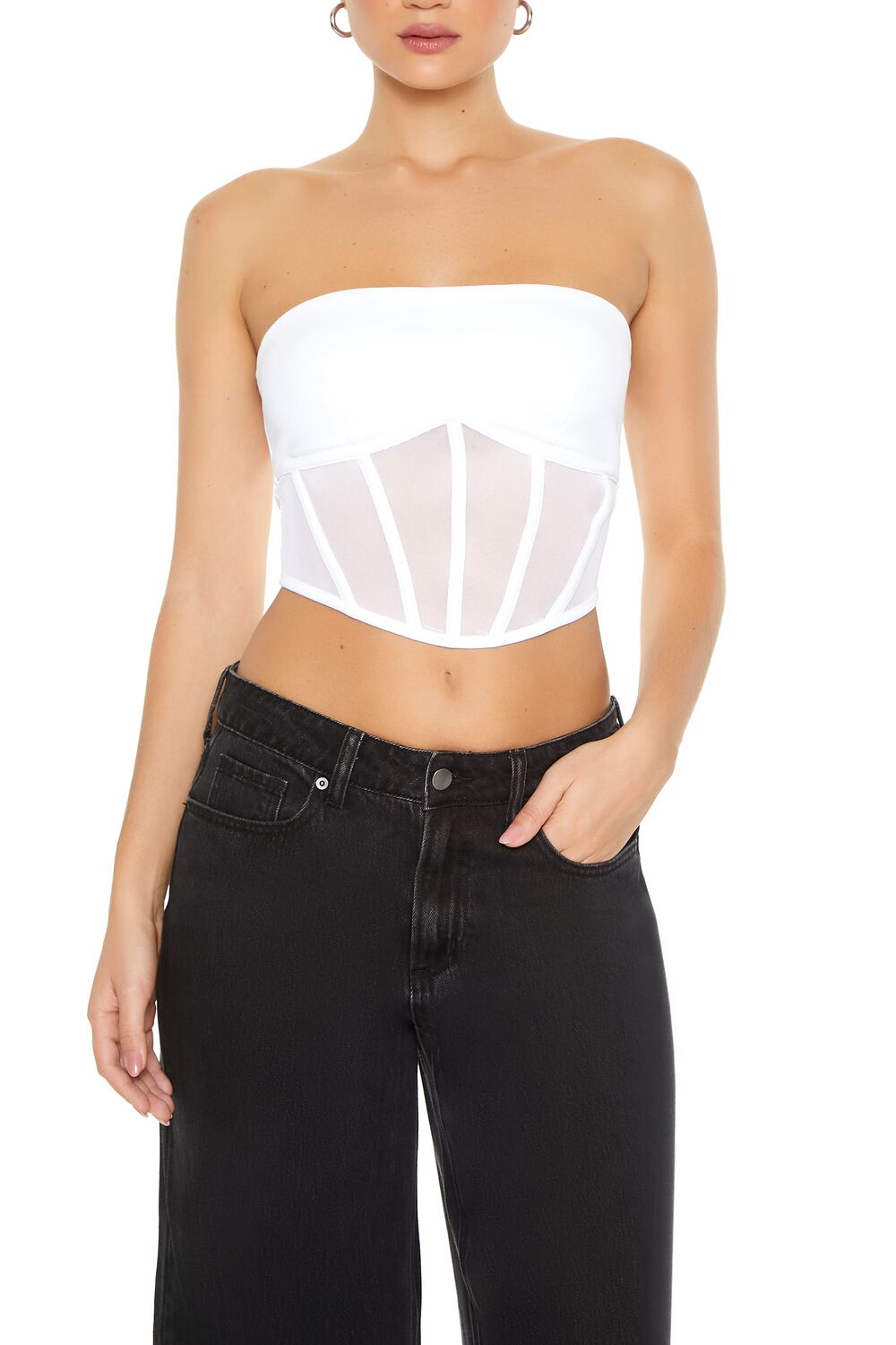  Forever 21 Bratz x F21 Cropped Corset Tube Top - white - Bonton