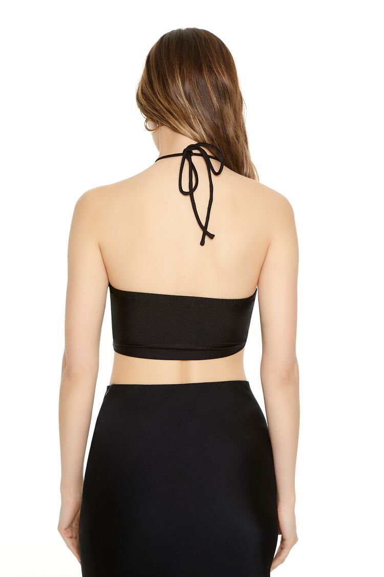  Forever 21 Rosette Halter Crop Top - cream - Bonton