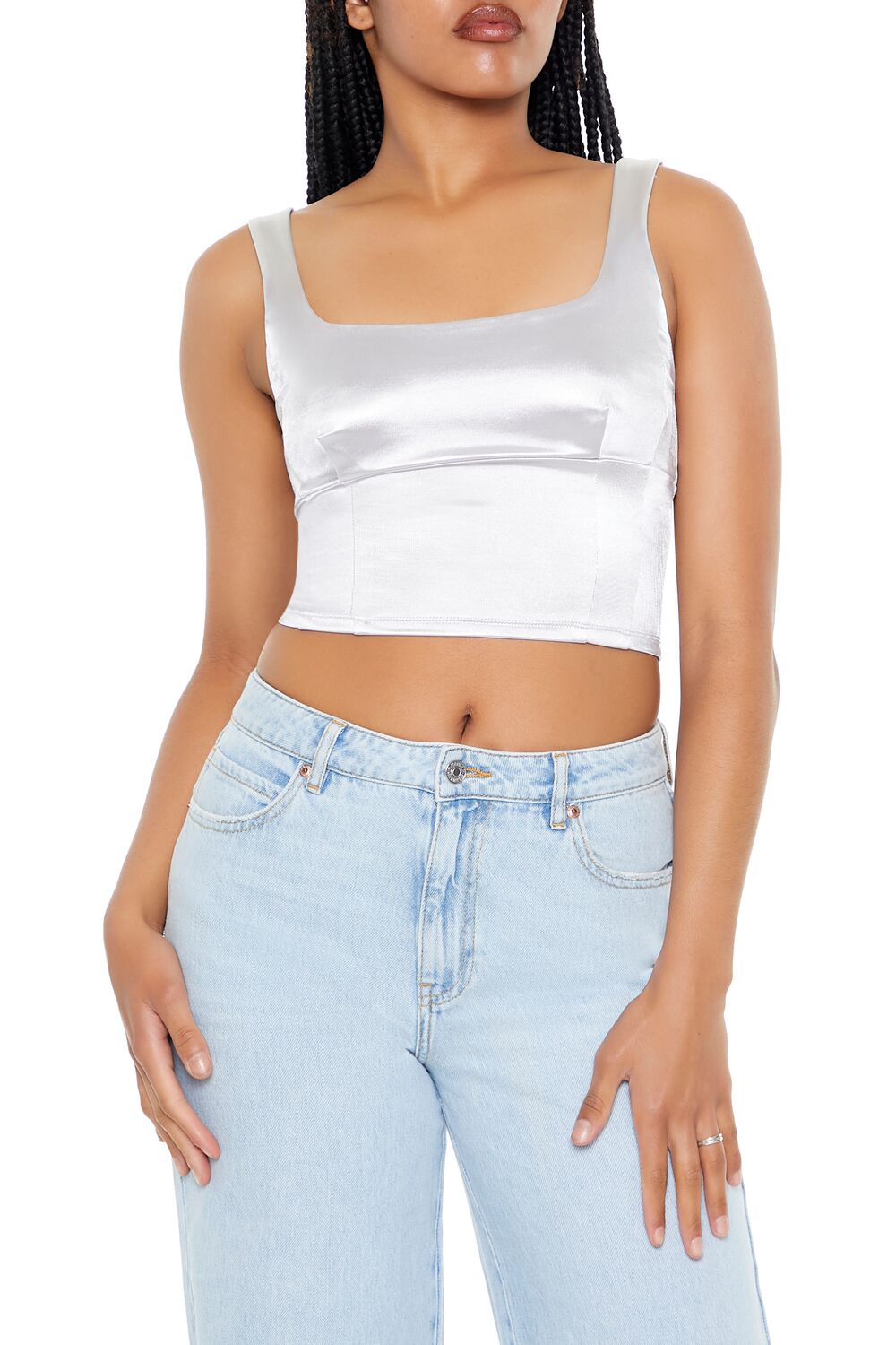  Forever 21 Square-Neck Crop Top - black - Bonton