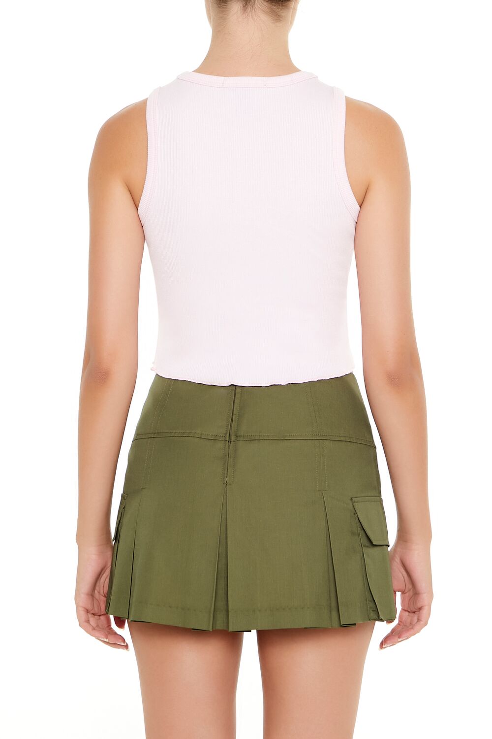  Forever 21 Lettuce-Edge Bow Tank Top - white - Bonton