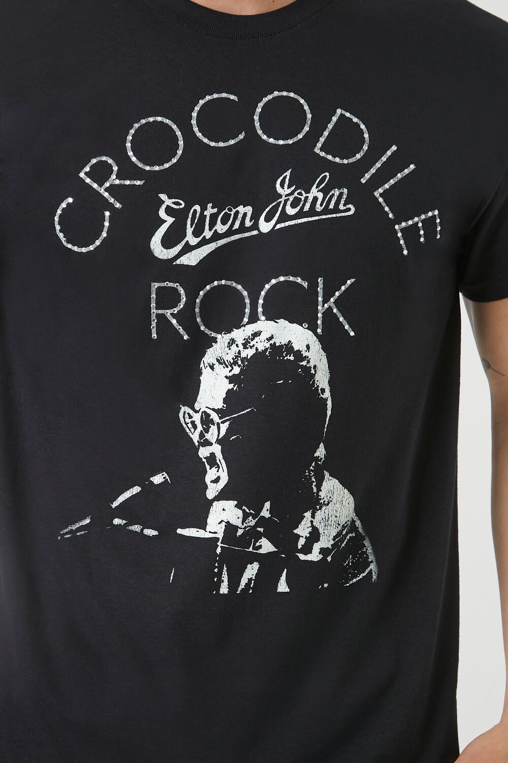  Forever 21 Rhinestone Elton John Graphic Tee - black multi - Bonton