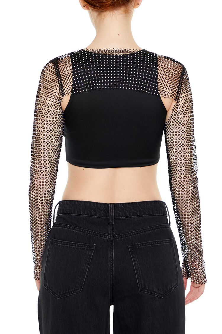  Forever 21 Rhinestone Fishnet Shrug - black - Bonton
