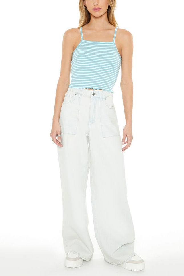  Forever 21 Striped Cropped Cami - mint multi - Bonton