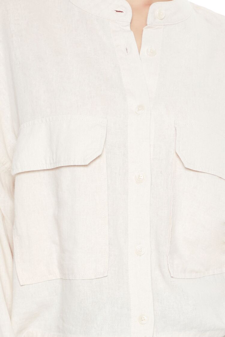  Forever 21 Mock-Neck Cargo Shacket - cream - Bonton