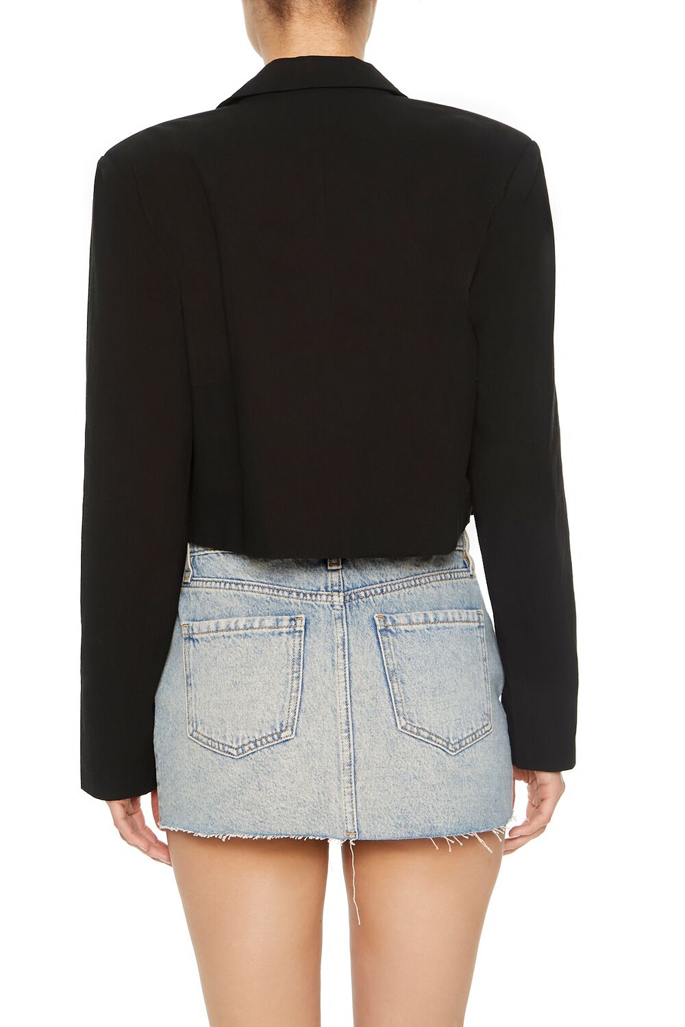  Forever 21 Cropped Double-Breasted Blazer - black-swatch - Bonton