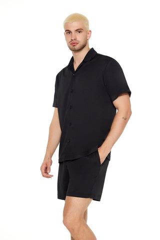 Cuban Collar Button-Up Shirt