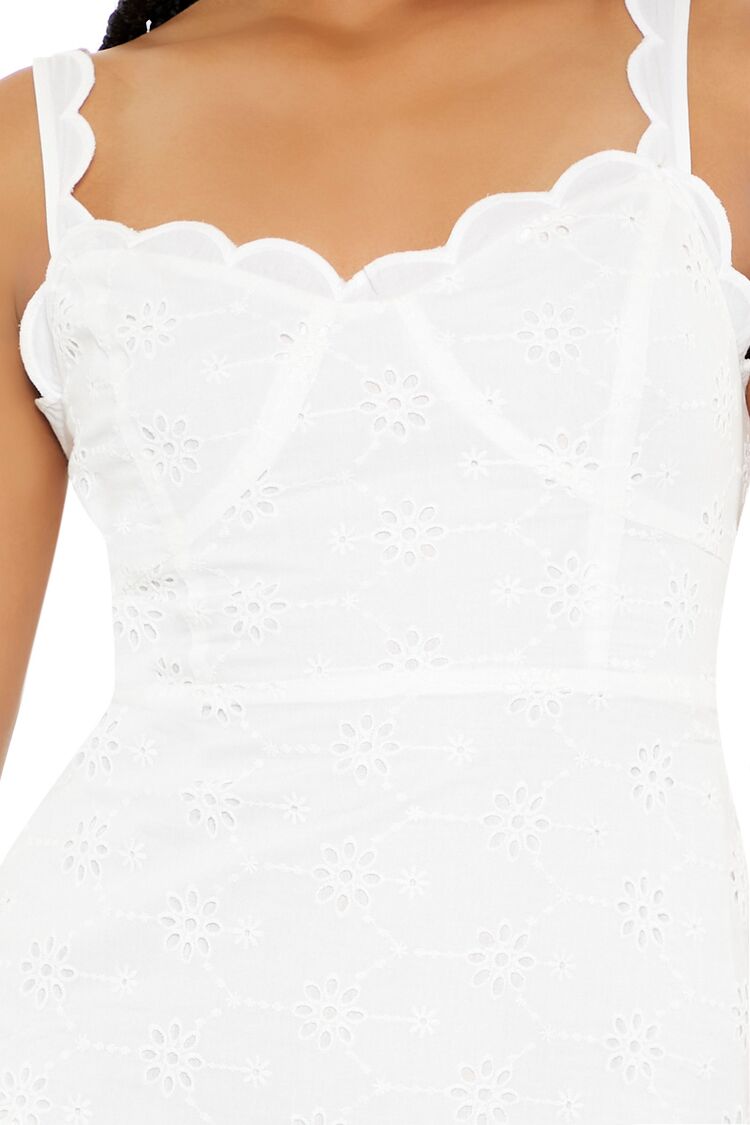  Forever 21 Layered Floral Eyelet Mini Dress - white - Bonton