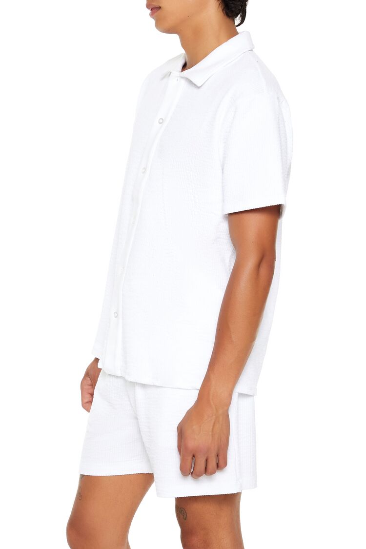  Forever 21 Seersucker Pinstriped Shirt - white - Bonton