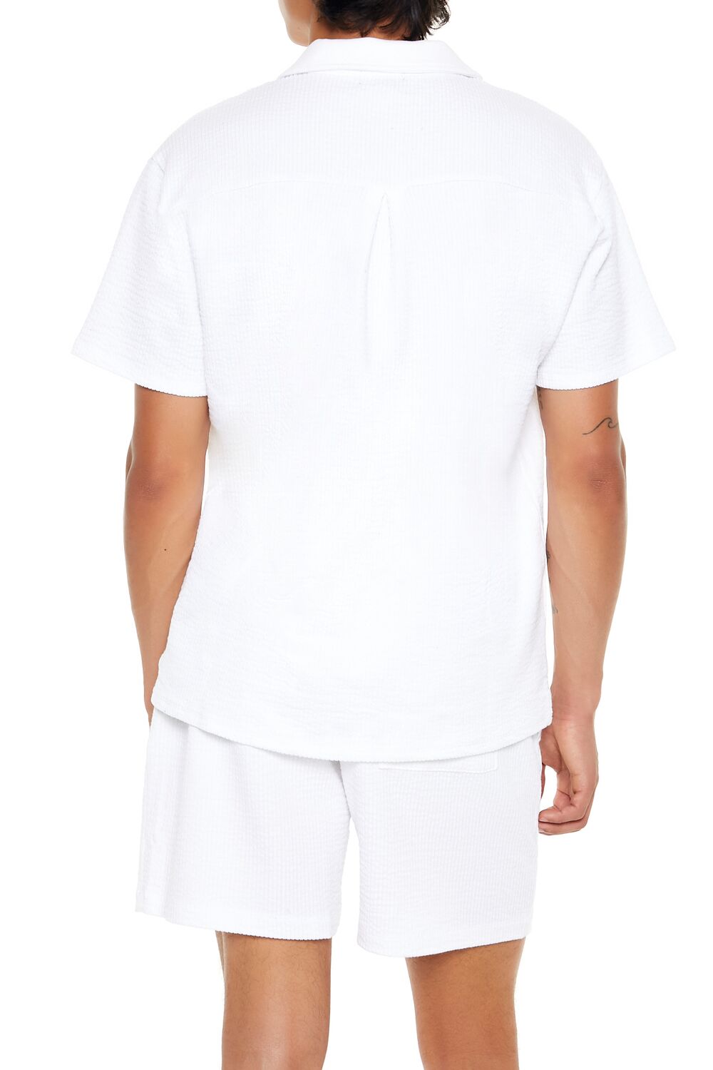  Forever 21 Seersucker Pinstriped Shirt - white - Bonton