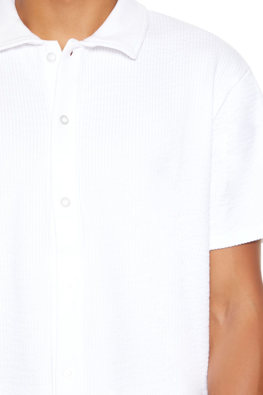  Forever 21 Seersucker Pinstriped Shirt - white - Bonton