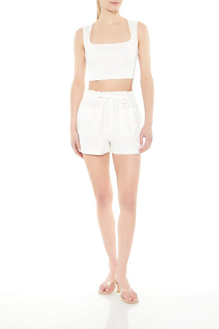 Linen-Blend Paperbag Shorts