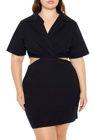 Plus Size Surplice Cutout Mini Dress