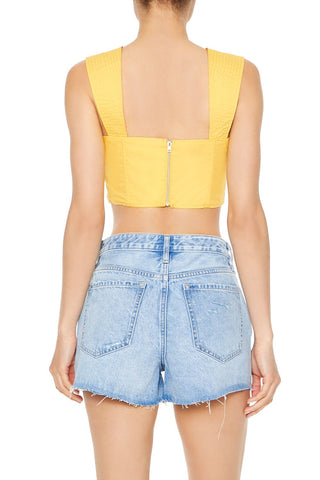 Poplin Curved-Hem Crop Top