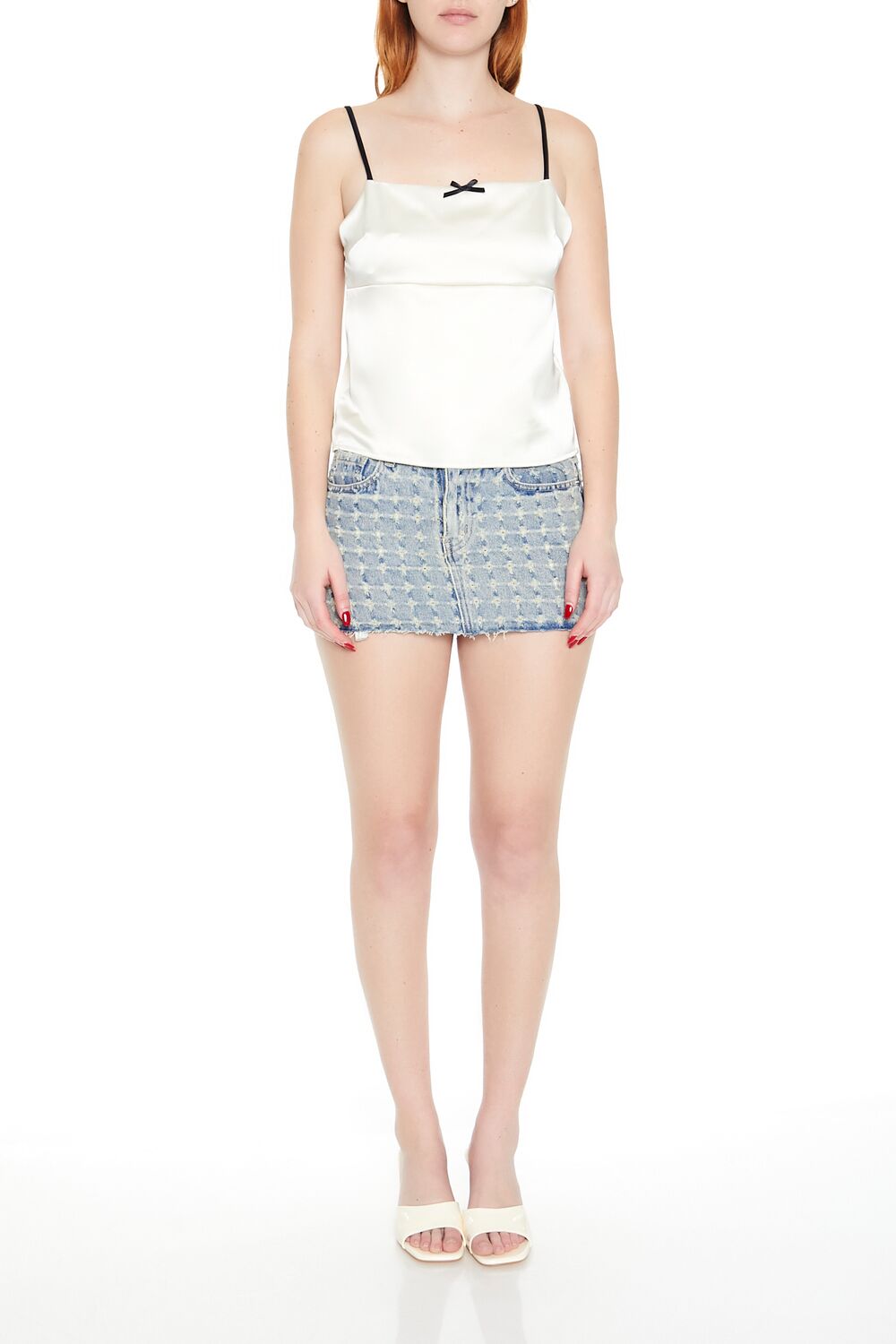  Forever 21 Satin Tie-Back Bow Cami - cream - Bonton