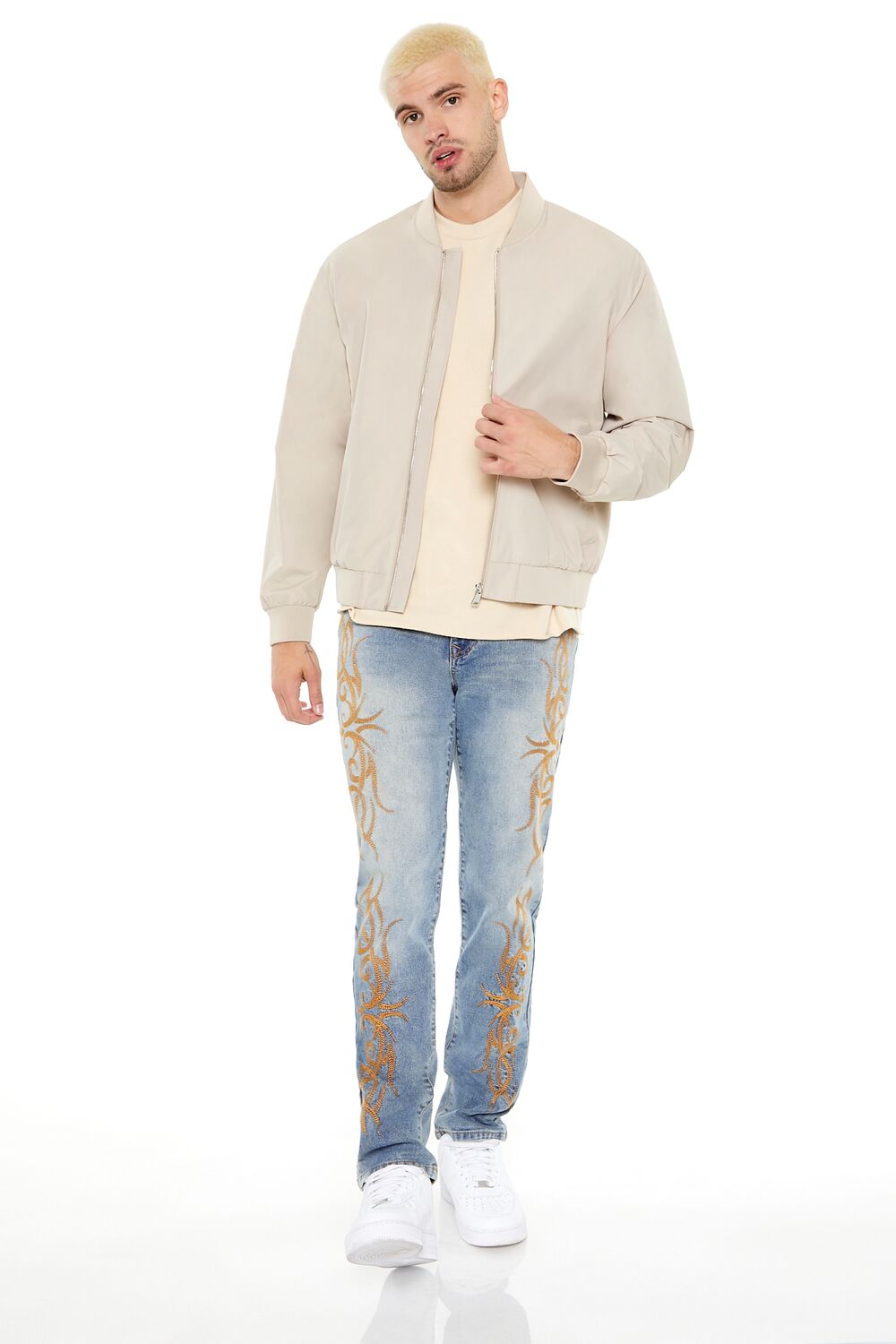  Forever 21 Drop-Sleeve Bomber Jacket - taupe - Bonton