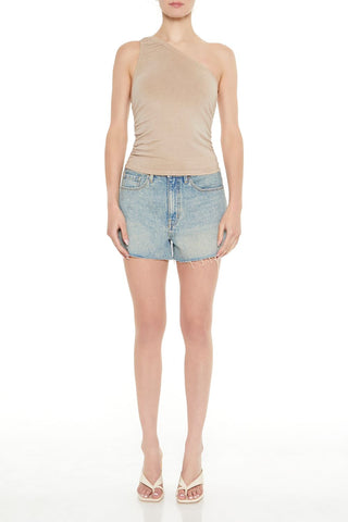 Ruched One-Shoulder Tank Top