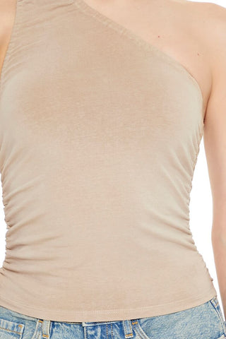 Ruched One-Shoulder Tank Top