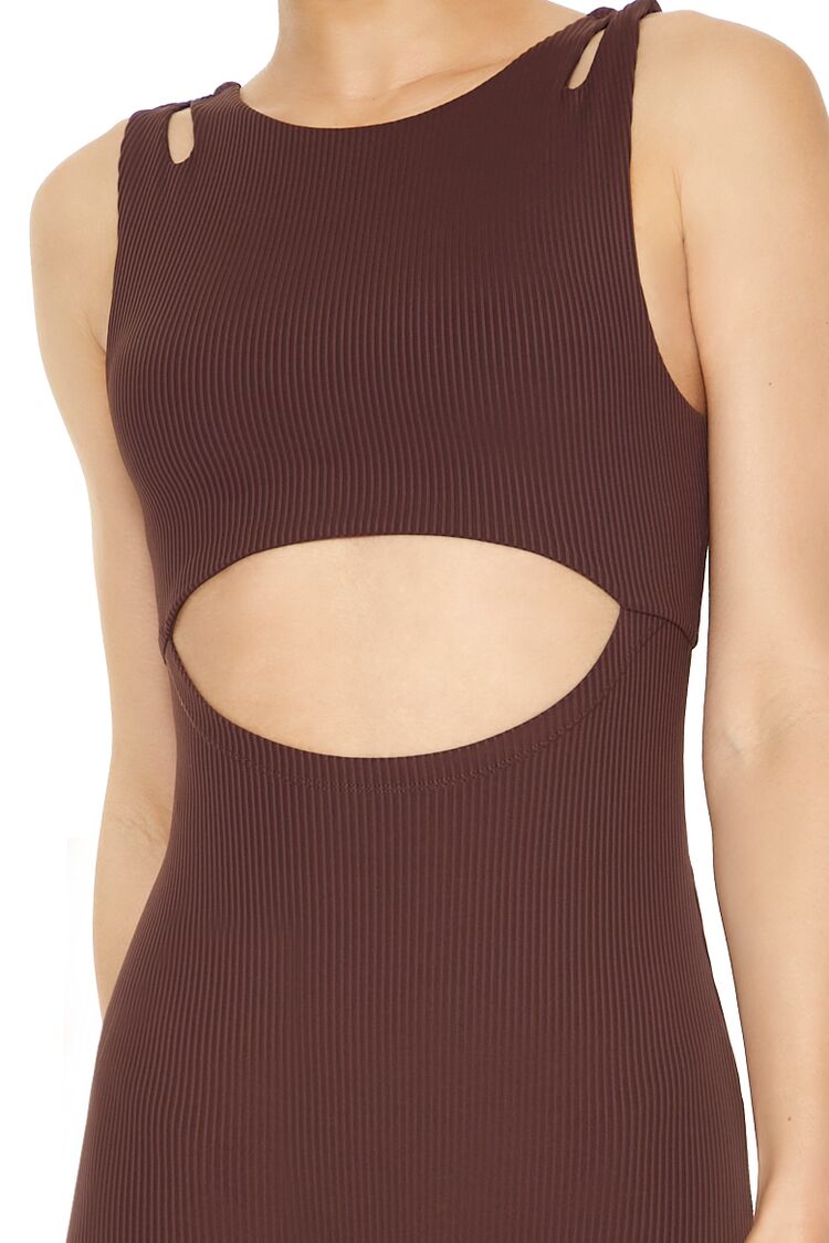  Forever 21 Active Uplift Lift Cutout Romper - dark-cocoa - Bonton