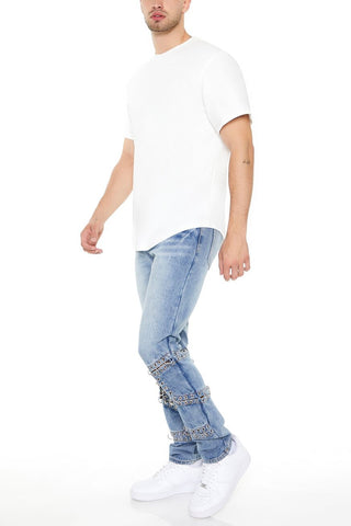 Grommet Cutout Slim-Fit Jeans