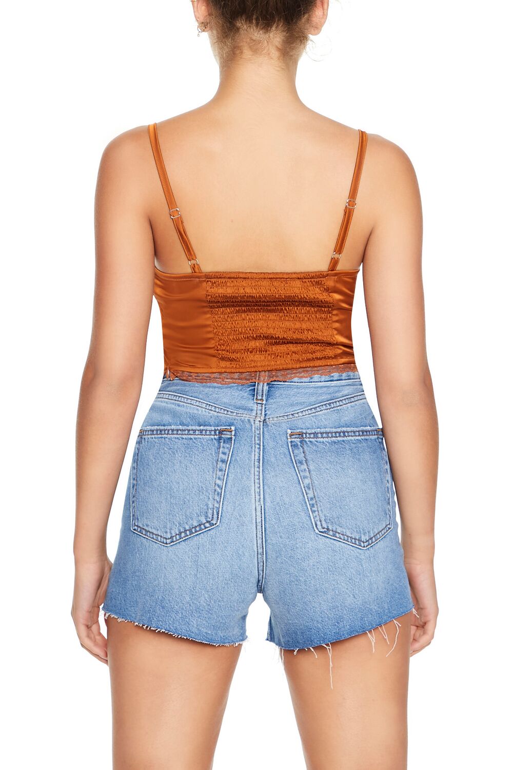  Forever 21 Satin Lace-Up Bustier Cami - faded rose - Bonton