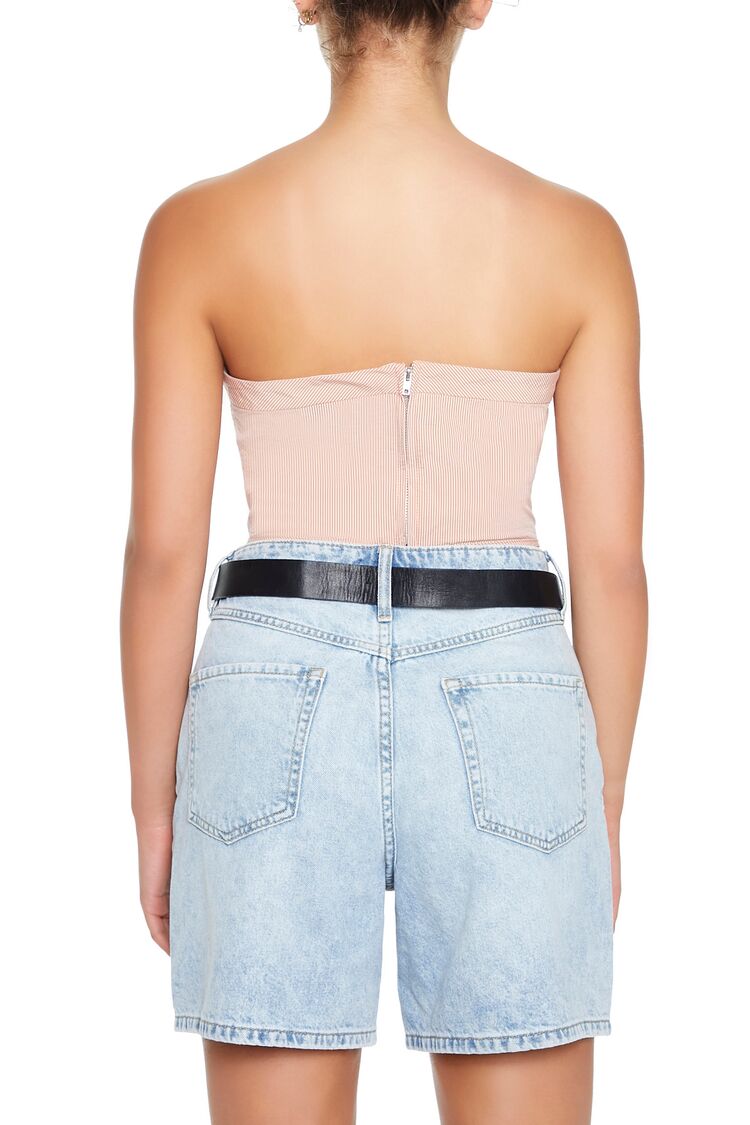  Forever 21 Striped Tube Crop Top - almond multi - Bonton